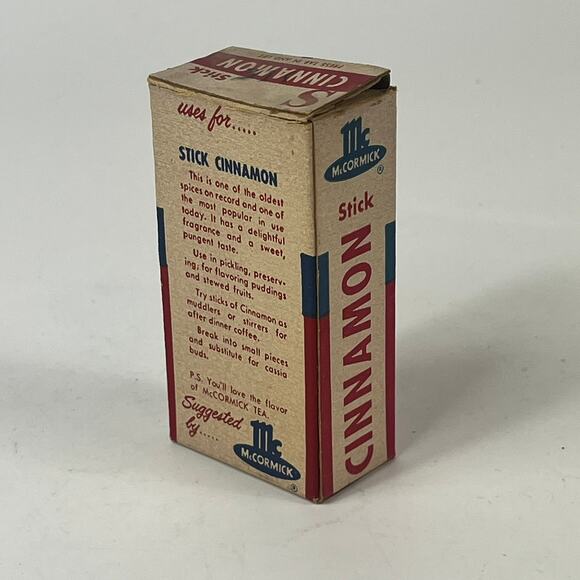 Vintage Box McCormick Stick Cinnamon Schilling 1950s MCM Retro Prop Decor - Picture 2 of 6